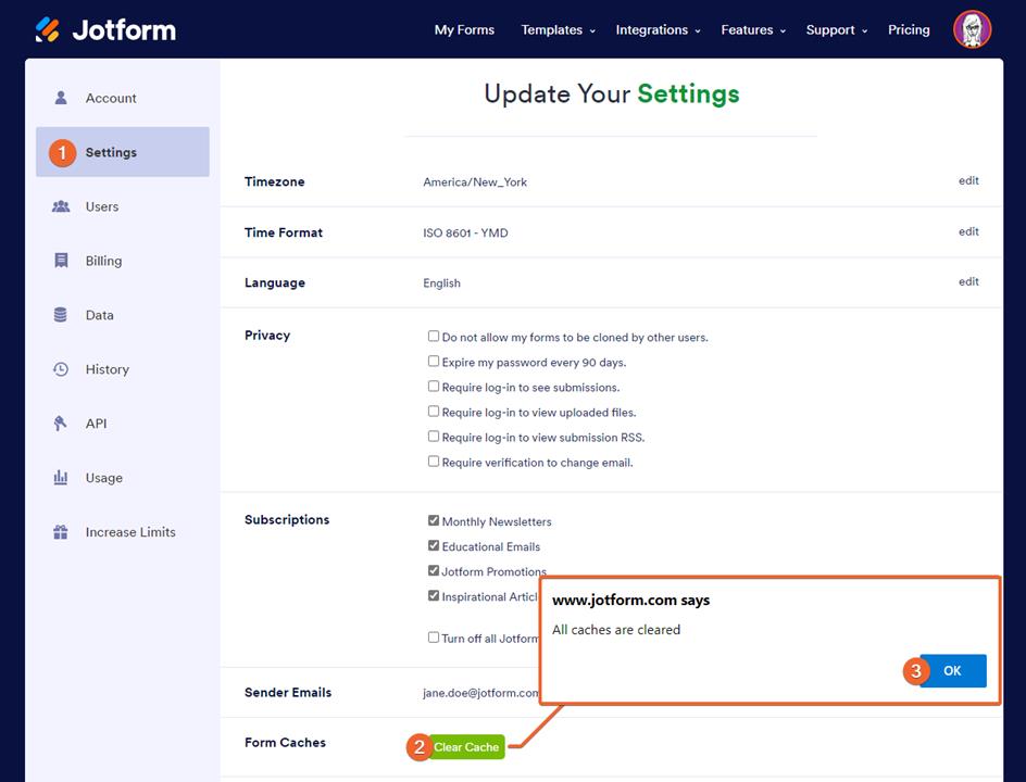 my account clear cache button Screenshot 10