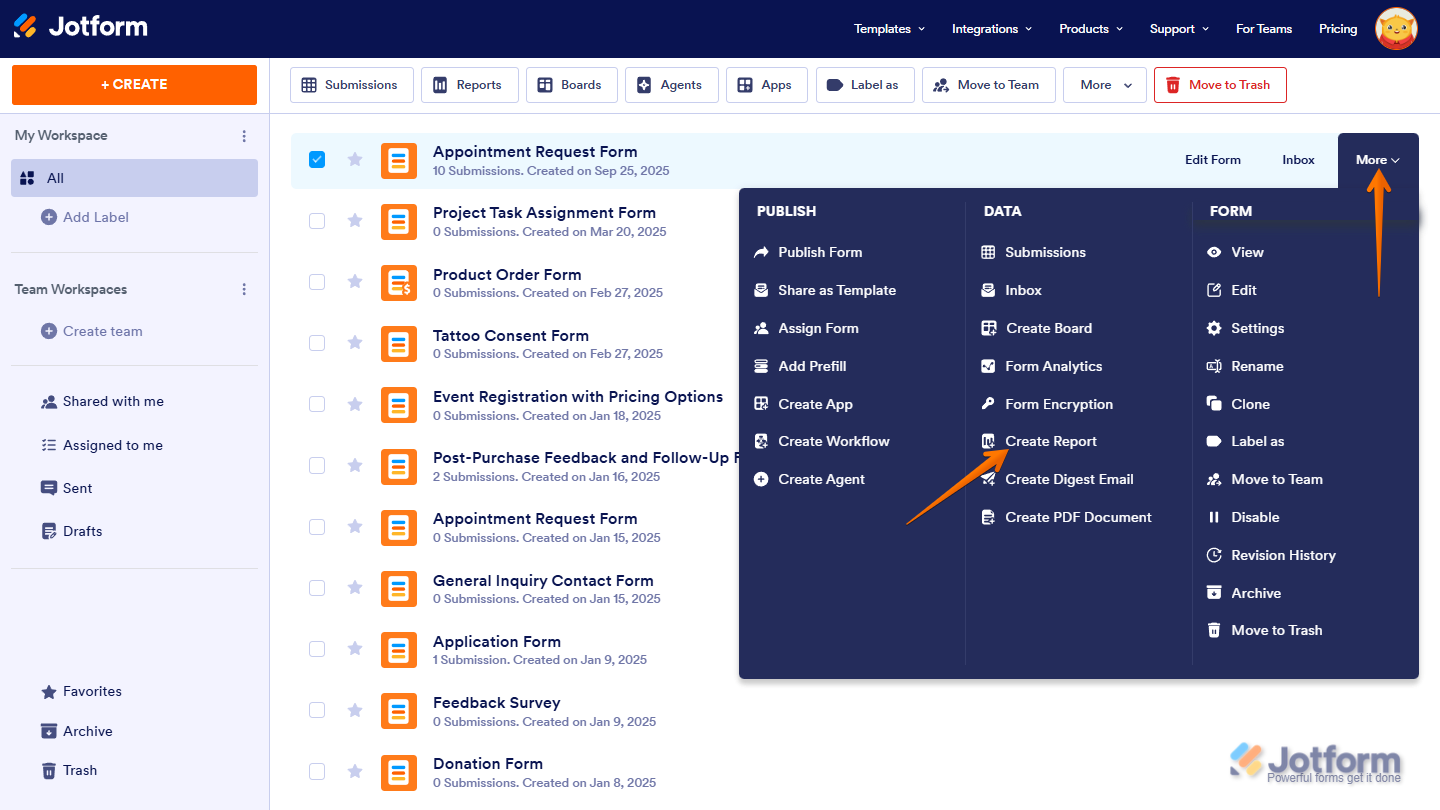 The 'More' option is on the right side of the screen