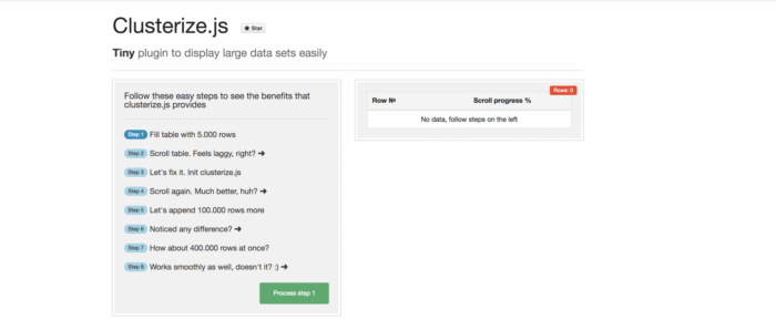 Displaying Data Tables Fast Using Clusterize.js