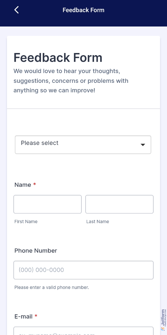 Demo form in Jotform Mobile App