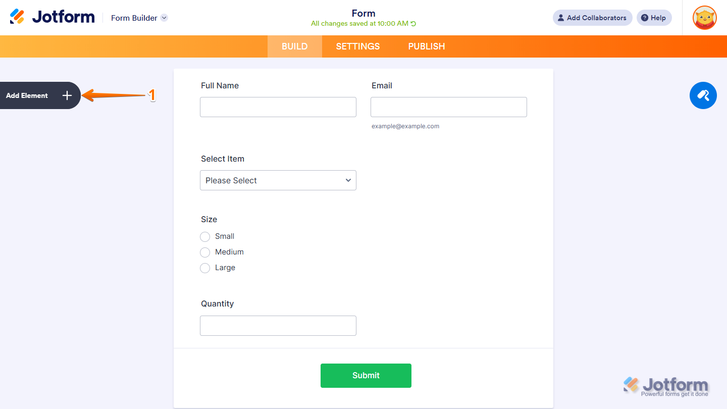 Add Element in Jotform Form Builder