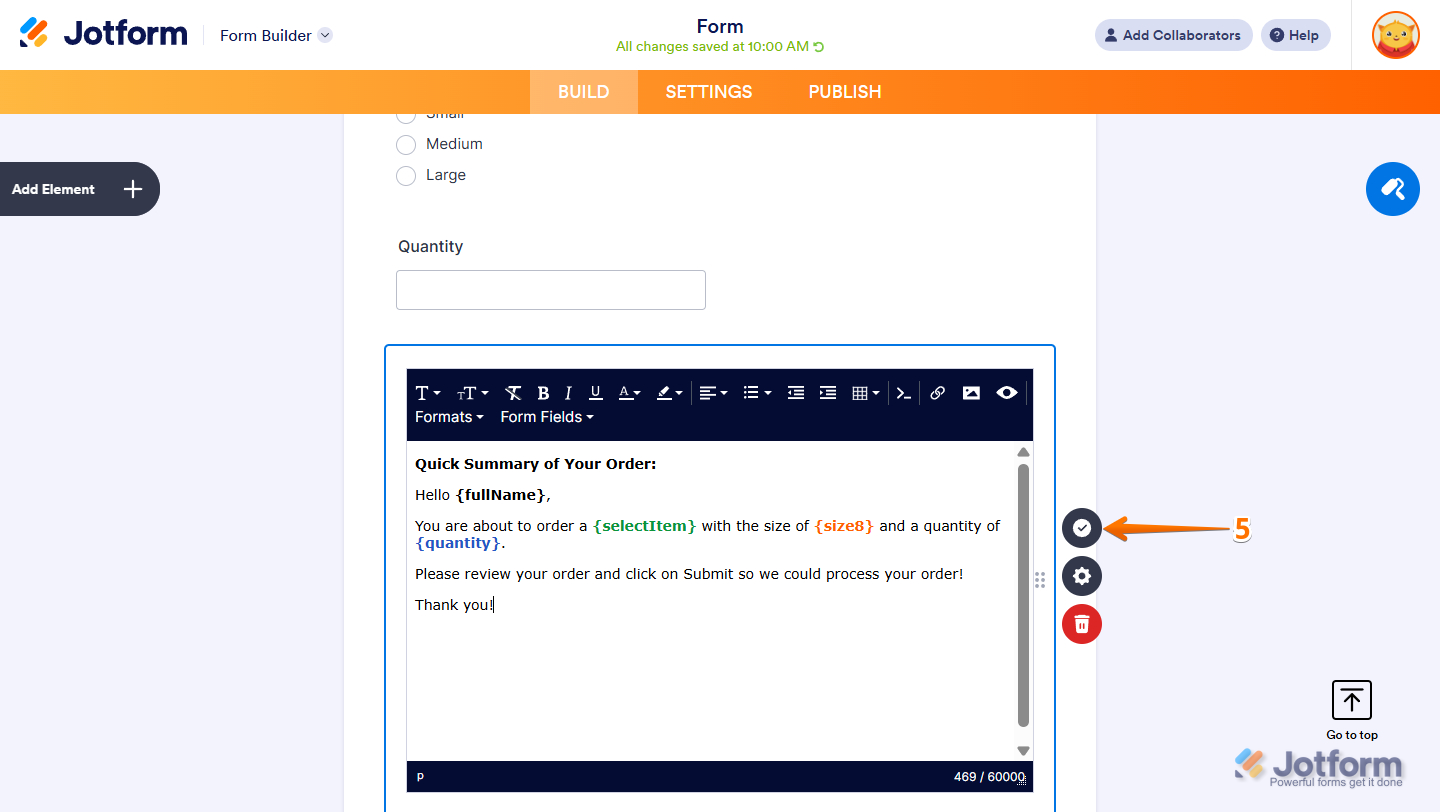 Save icon of the Paragraph element