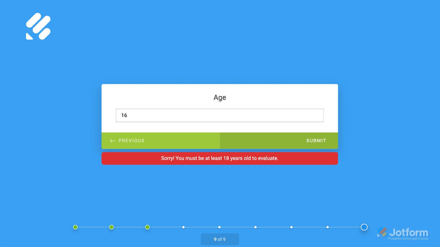 Preview of a card form showing the submit button disabled for users who don’t meet the configured condition