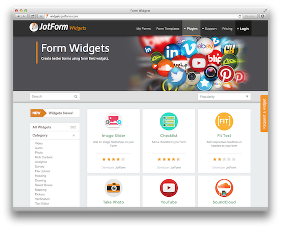 Jotform Widgets Used One Million Times!