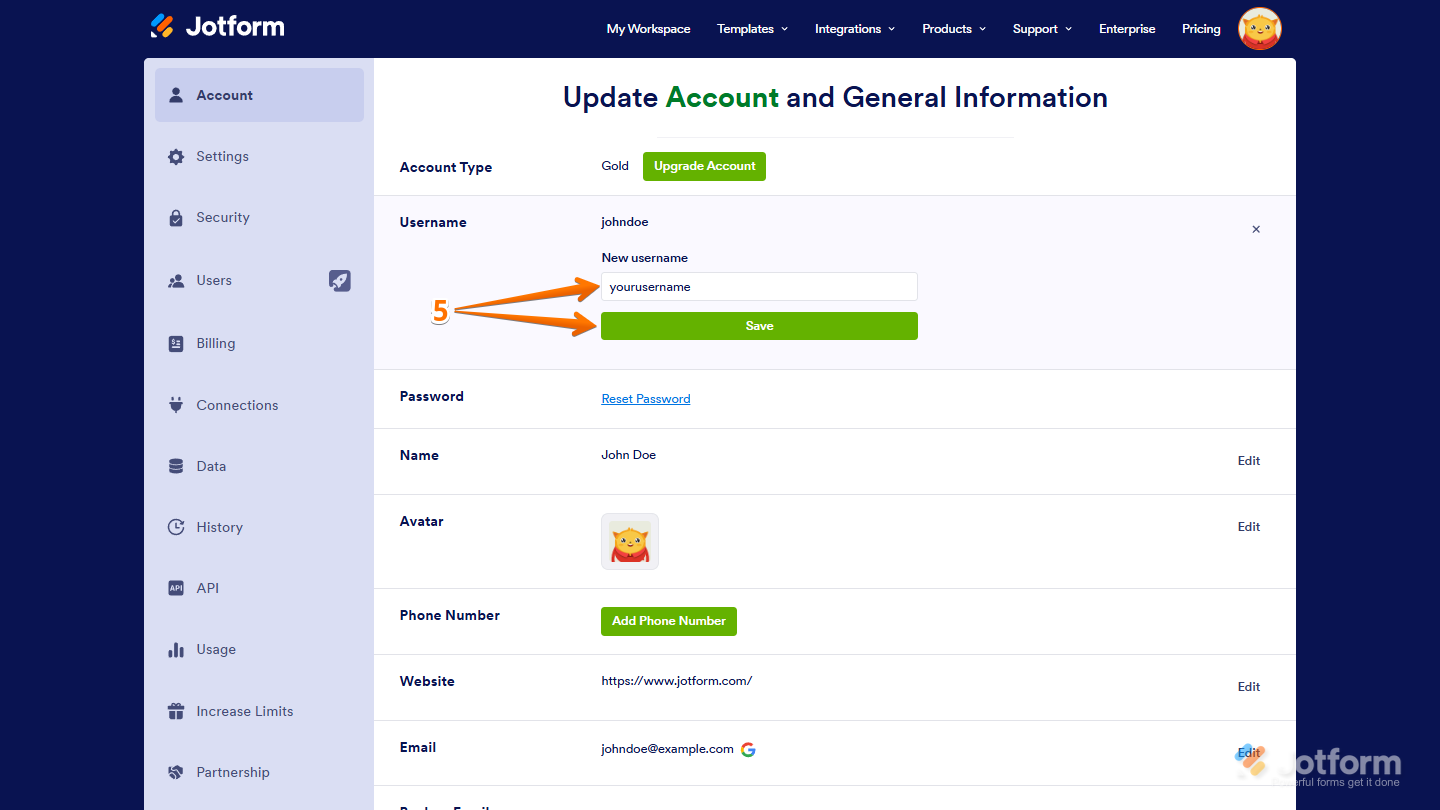 Adding New Username and Save button