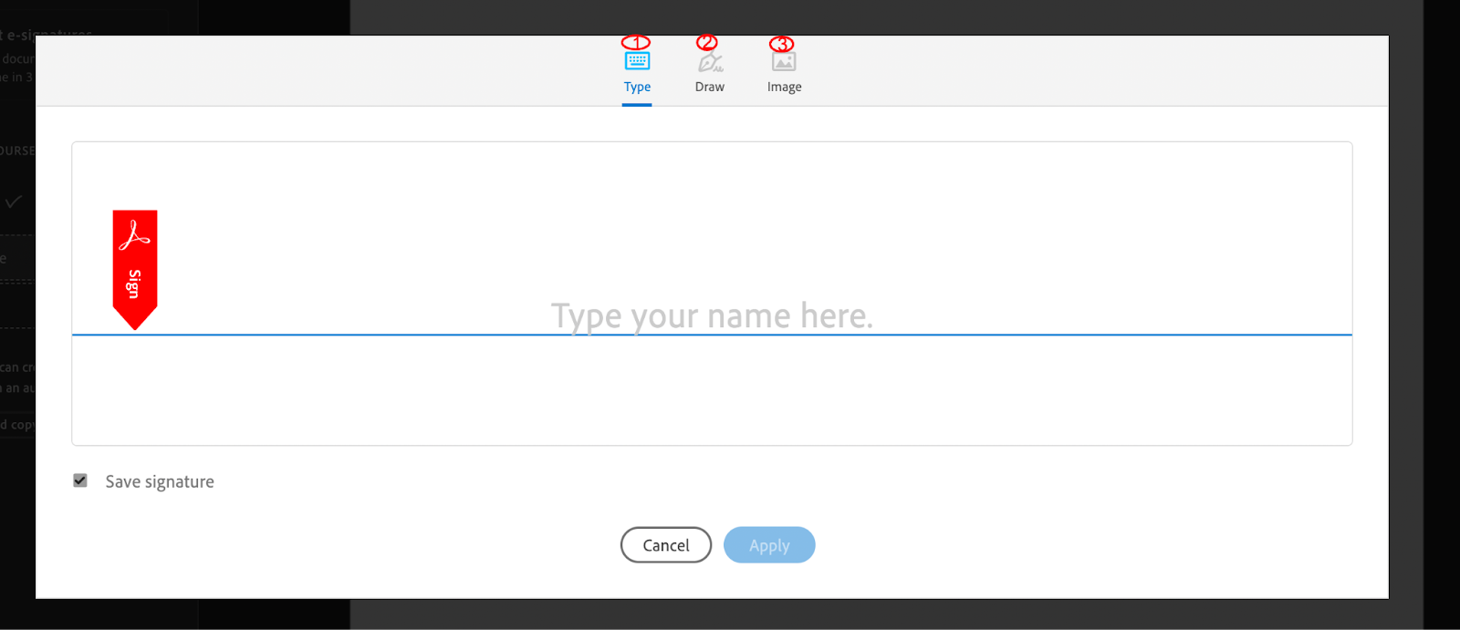 Adobe Acrobat Reader Typing Signature Field