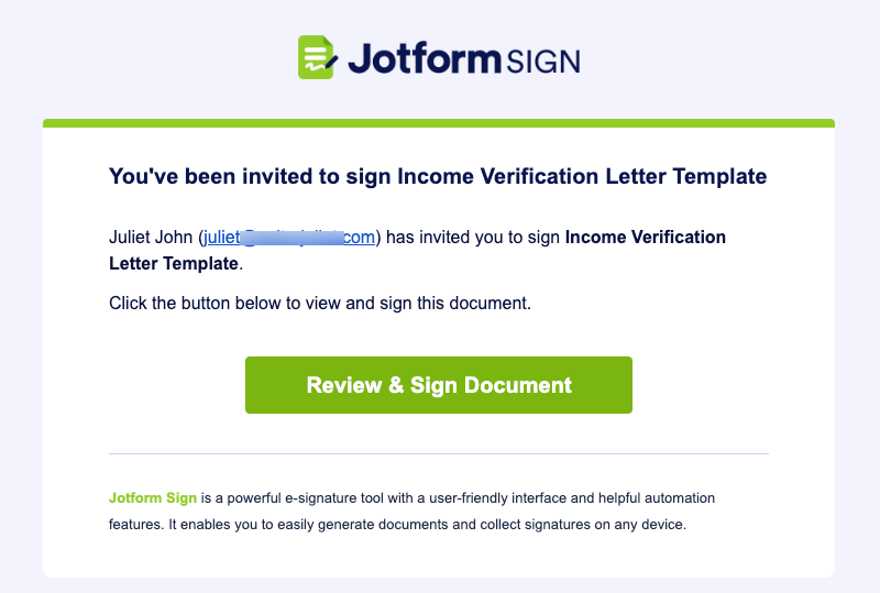Jotform Sign Review & Sign Document Mail