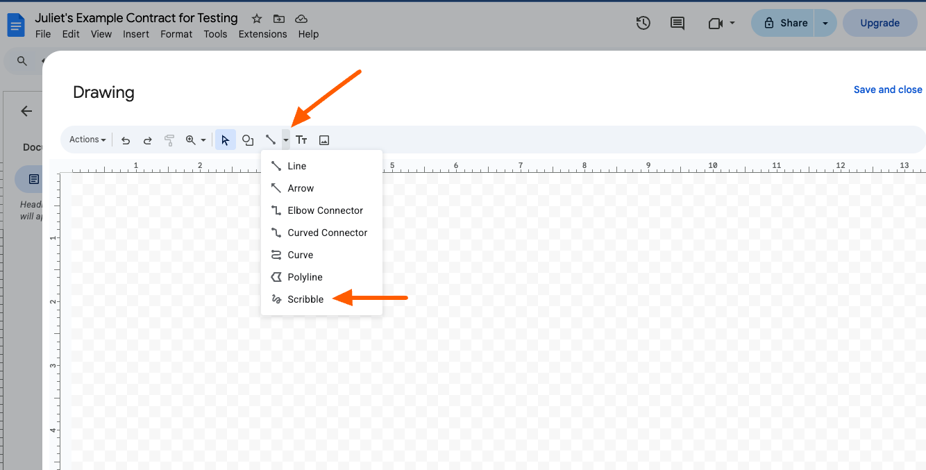 Google Docs Drawing Tool Scribble Option