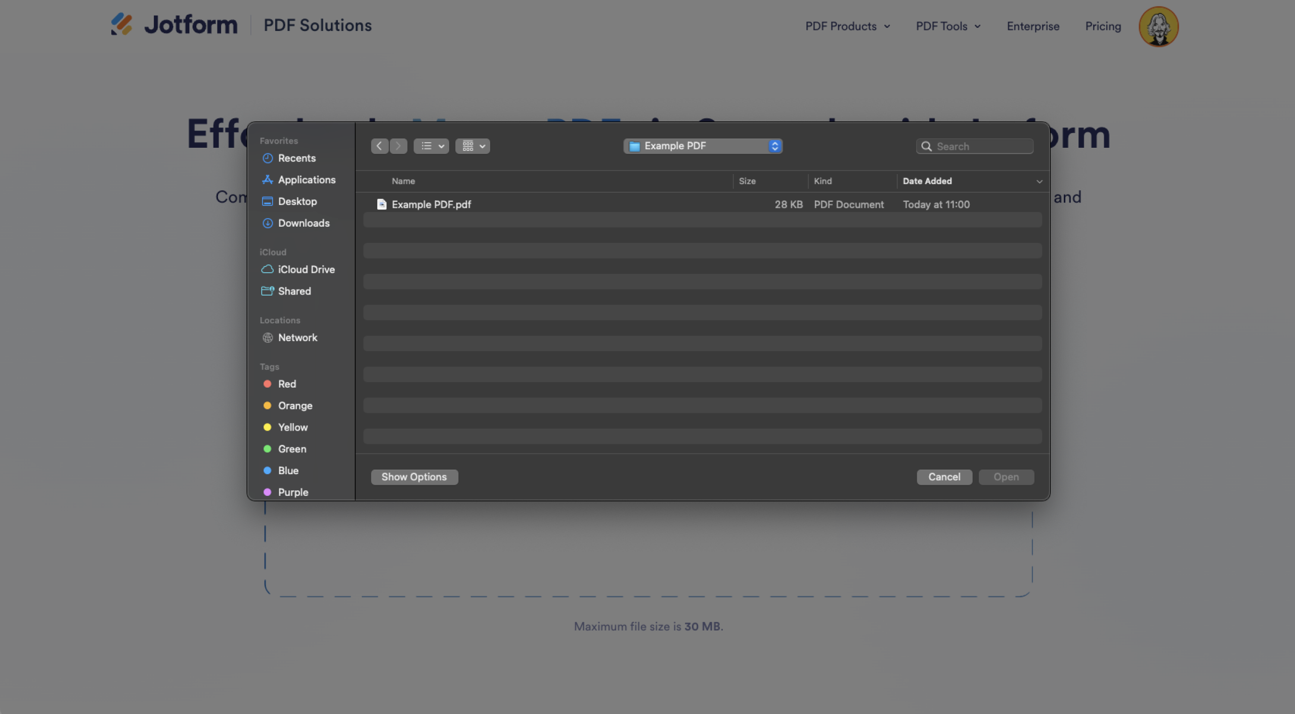 Jotform Merge PDF File Selection