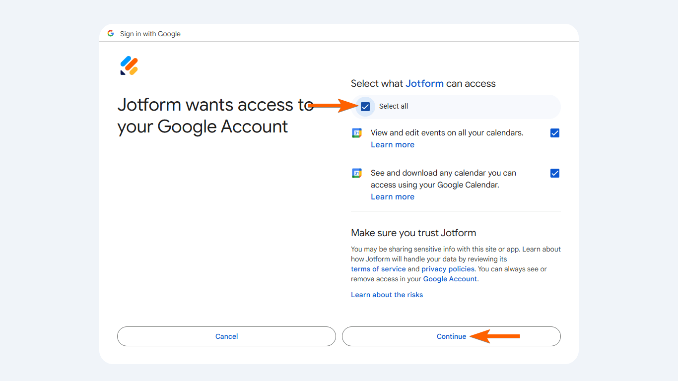 Steps to integrate Google Calendar with Jotform Screenshot 83