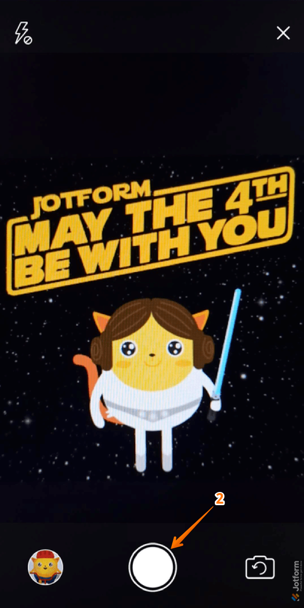 Jotform Mobile Forms camera interface showing Capture button to take photo