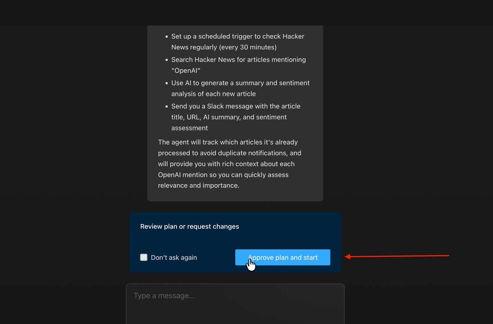 Pipedream Steps to Execute and Approve Plan Button