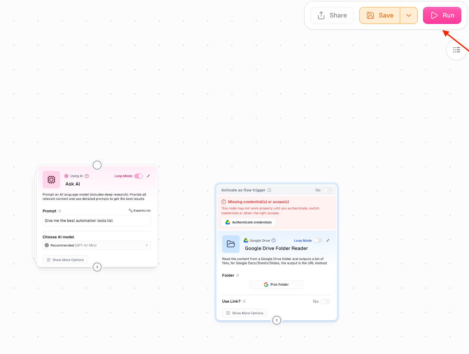 Gumloop Automation Building Interface