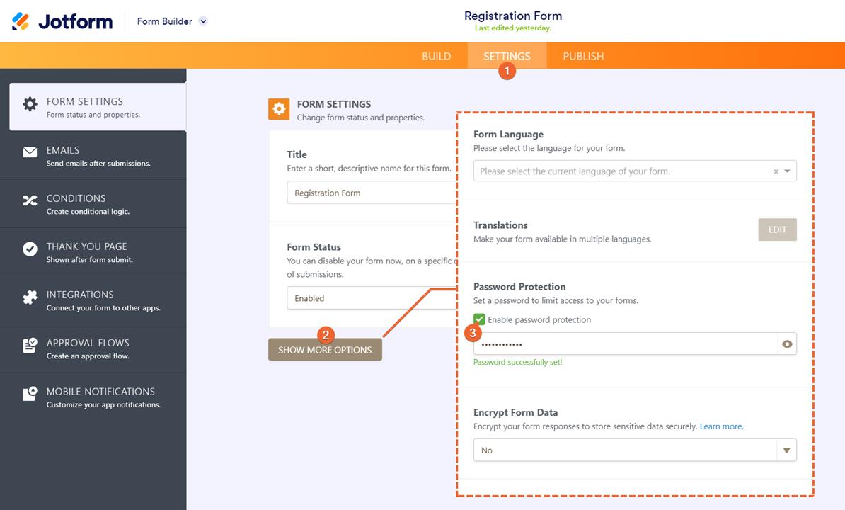 form innstillinger passord beskyttelse Screenshot 65