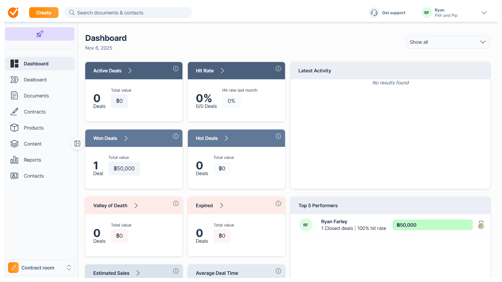 GetAccept interface showing the dashboard