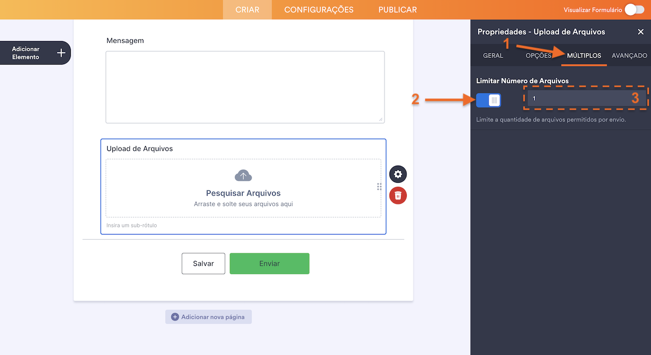 Limitando Número de Arquivos