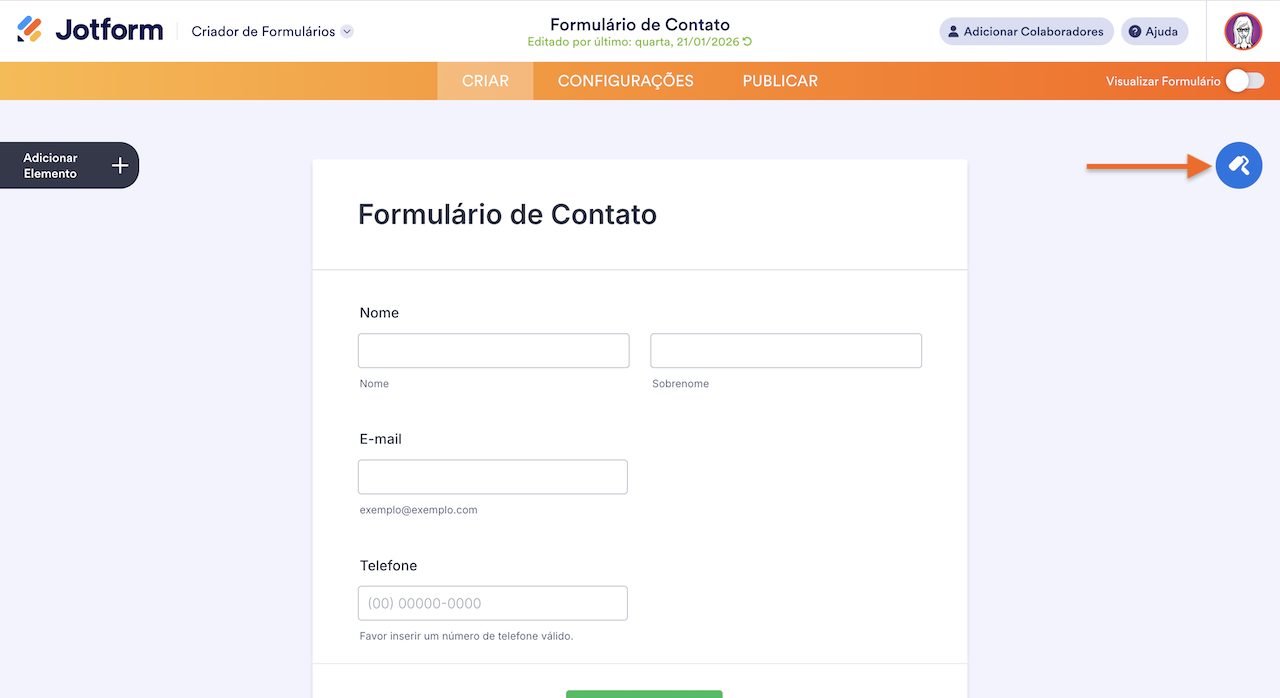 Acessando o Designer de Formulários