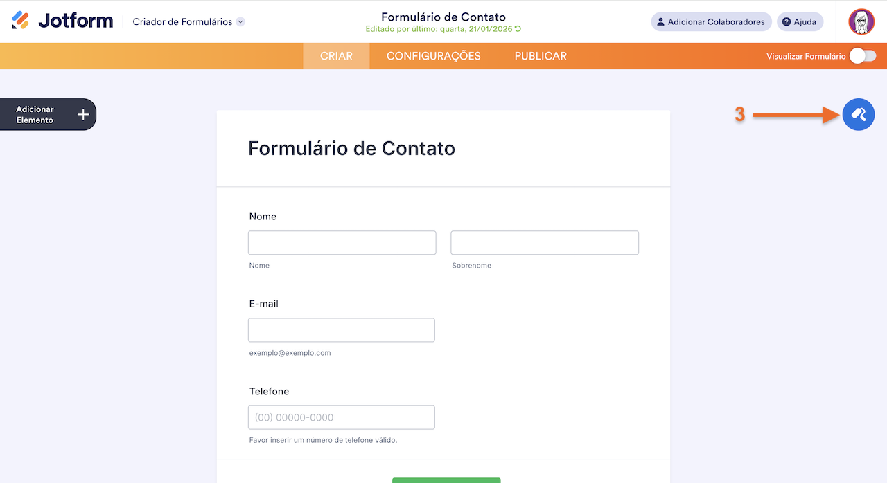 Acessando o Designer de Formulários