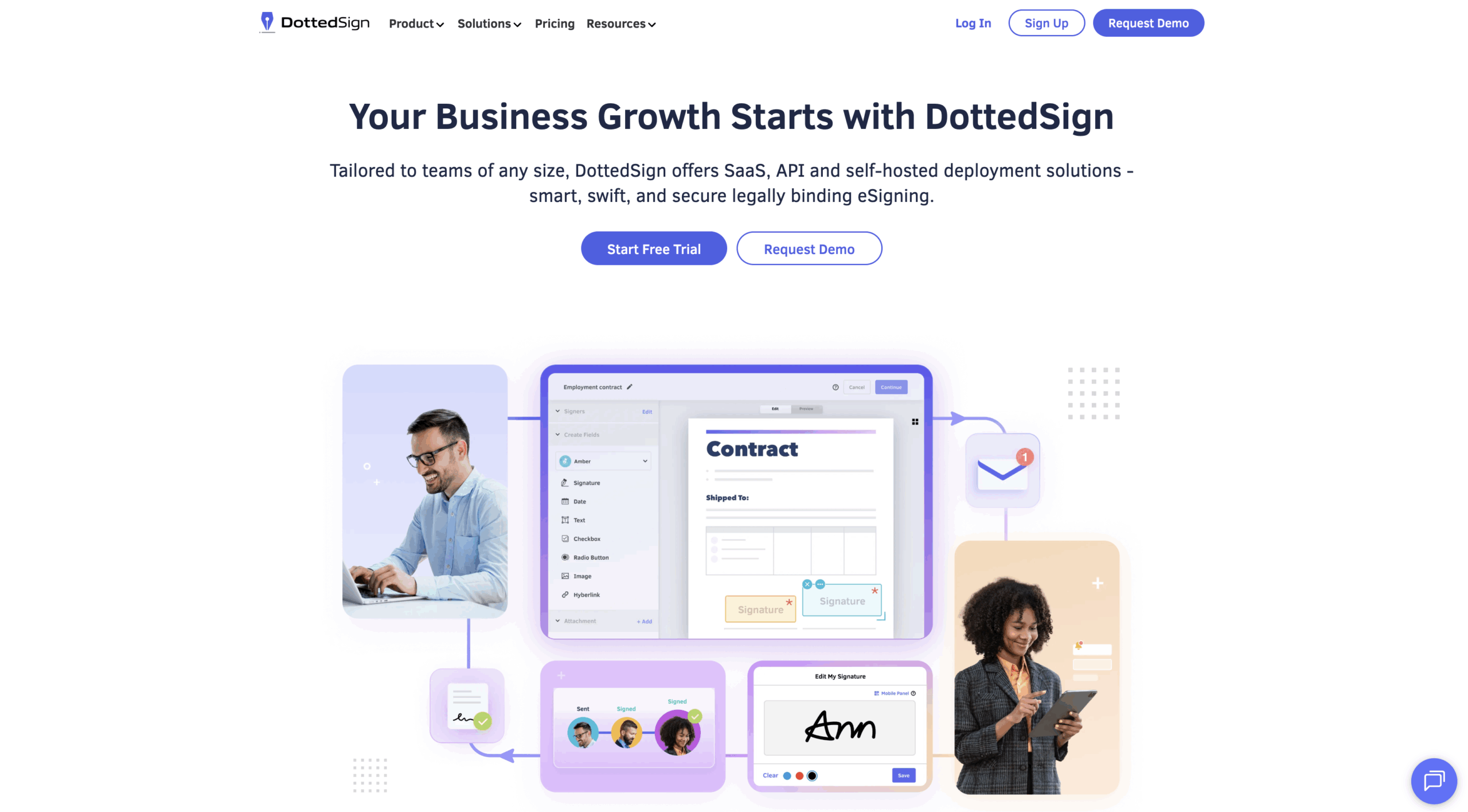 Interfaz de usuario de DottedSign