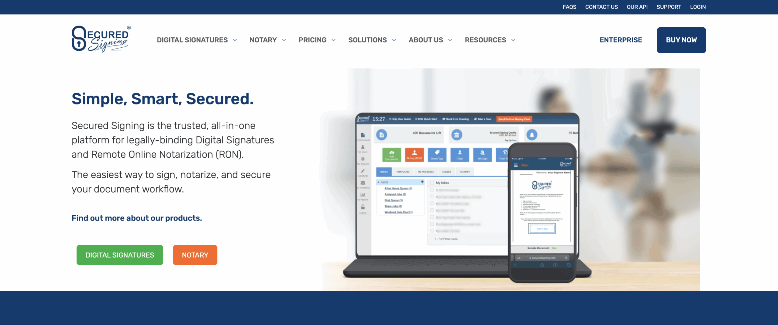 Interfaz de usuario de Secured Signing