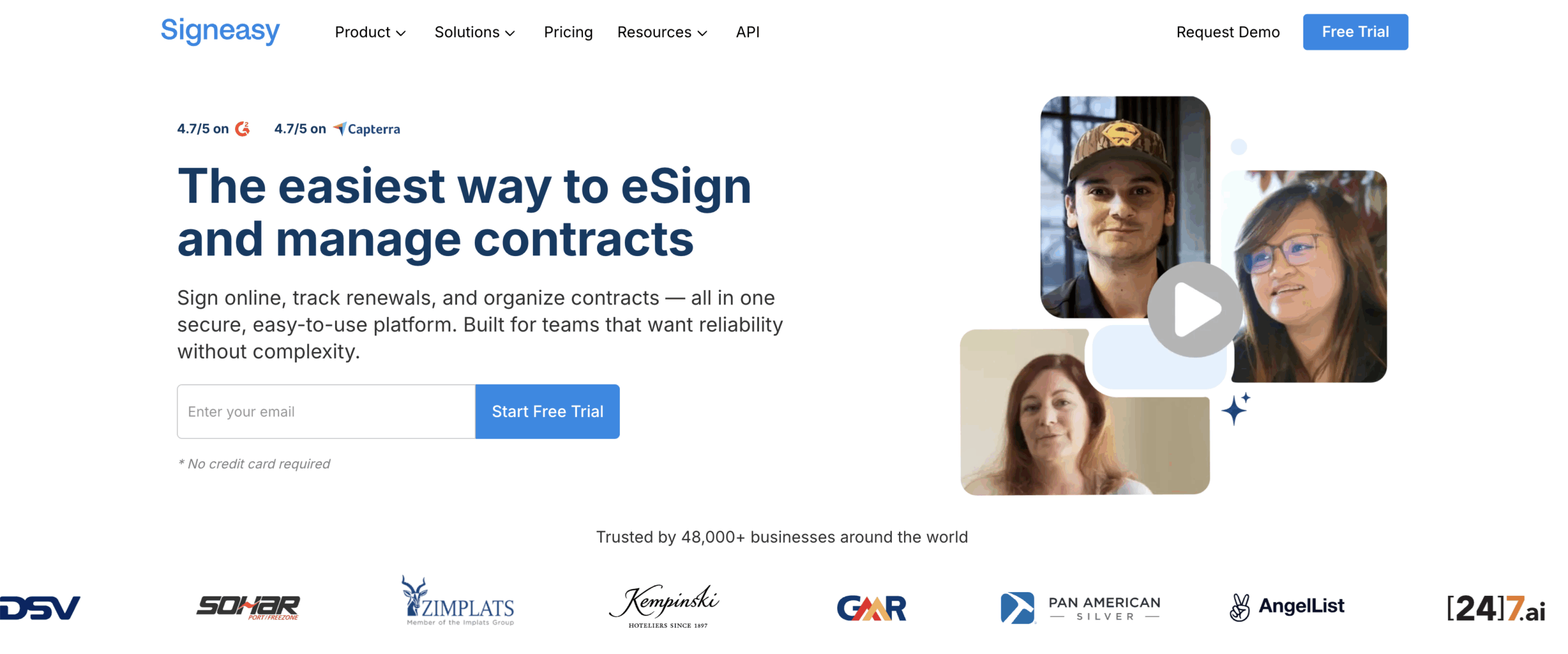 Interfaz de usuario de SignEasy