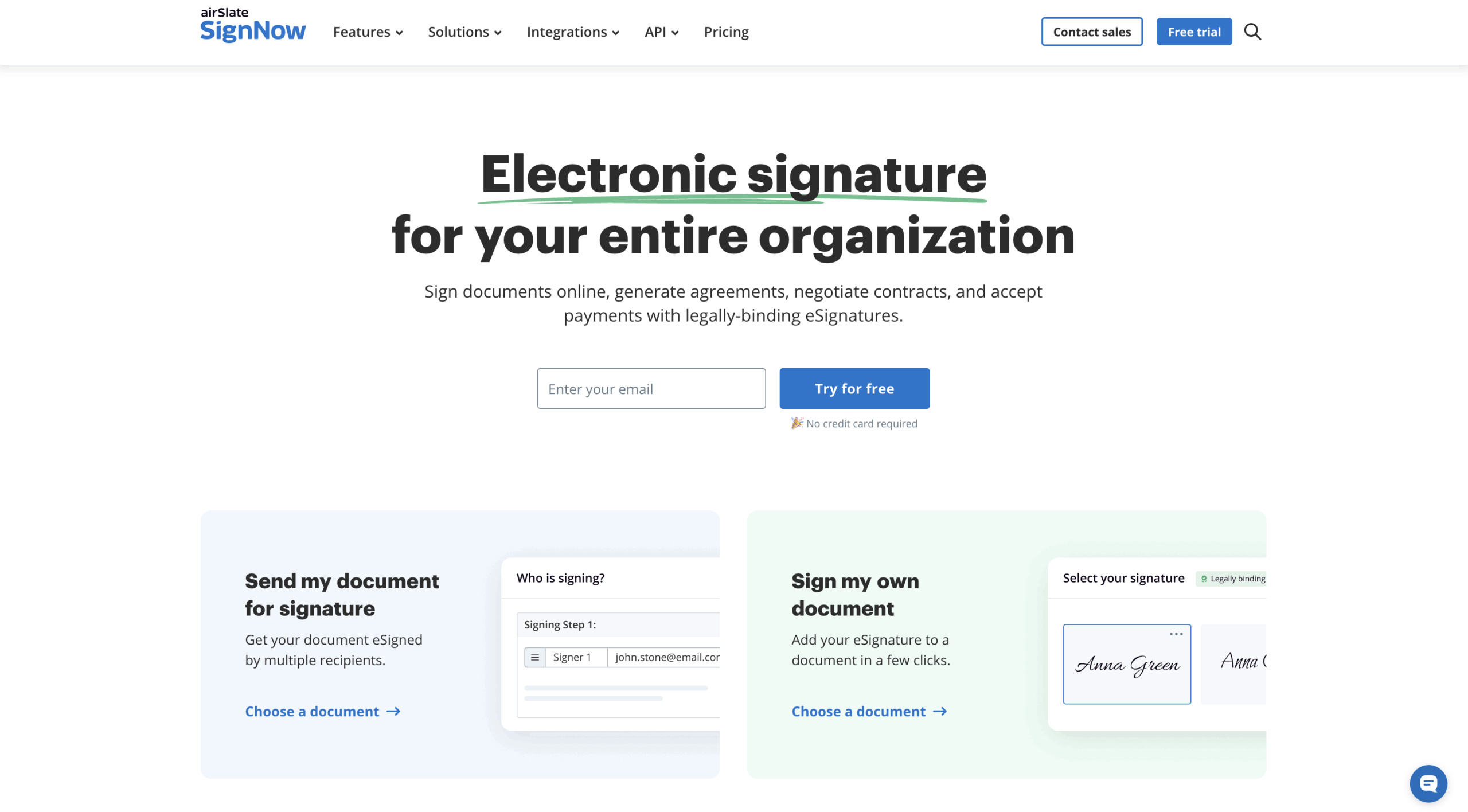 Interfaz de usuario de SignNow