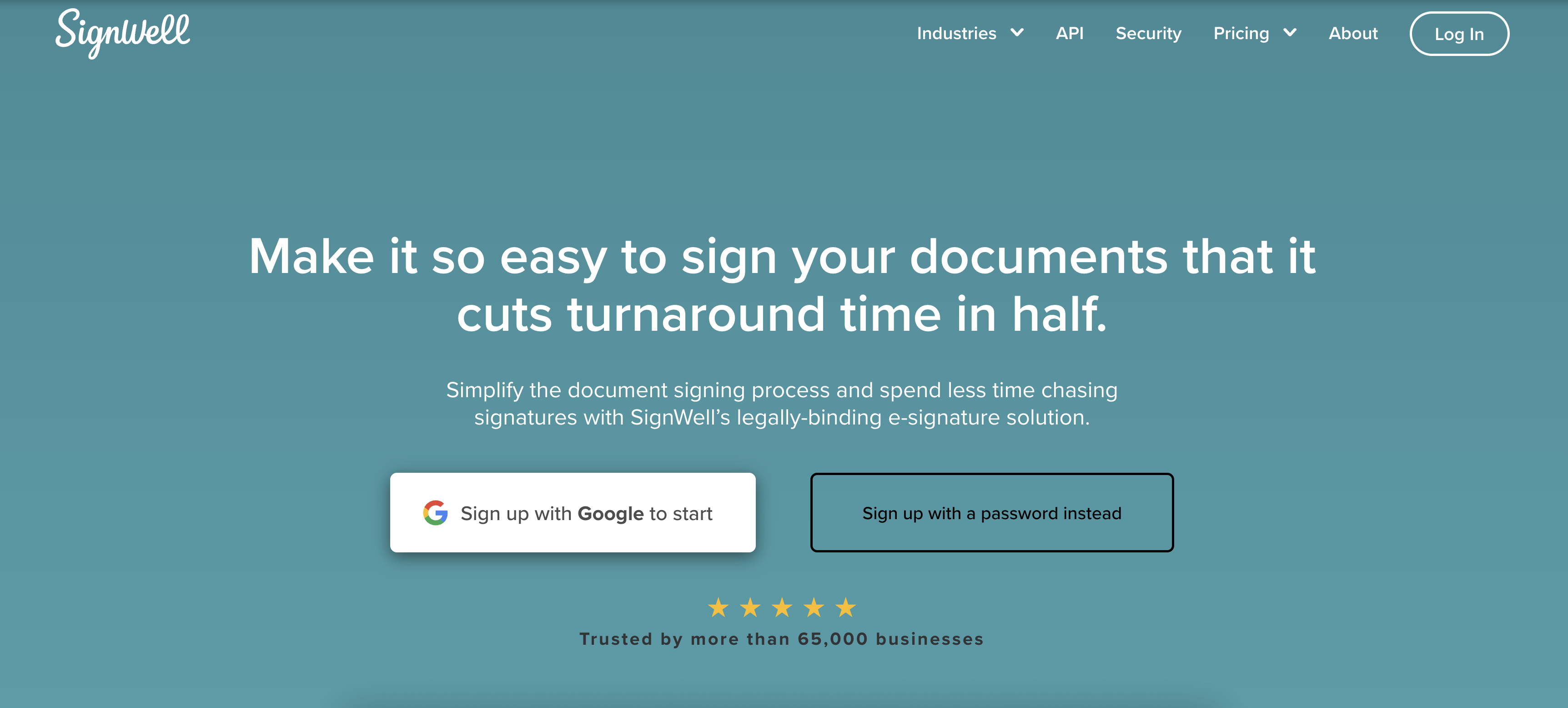 SignWell Landing Page
