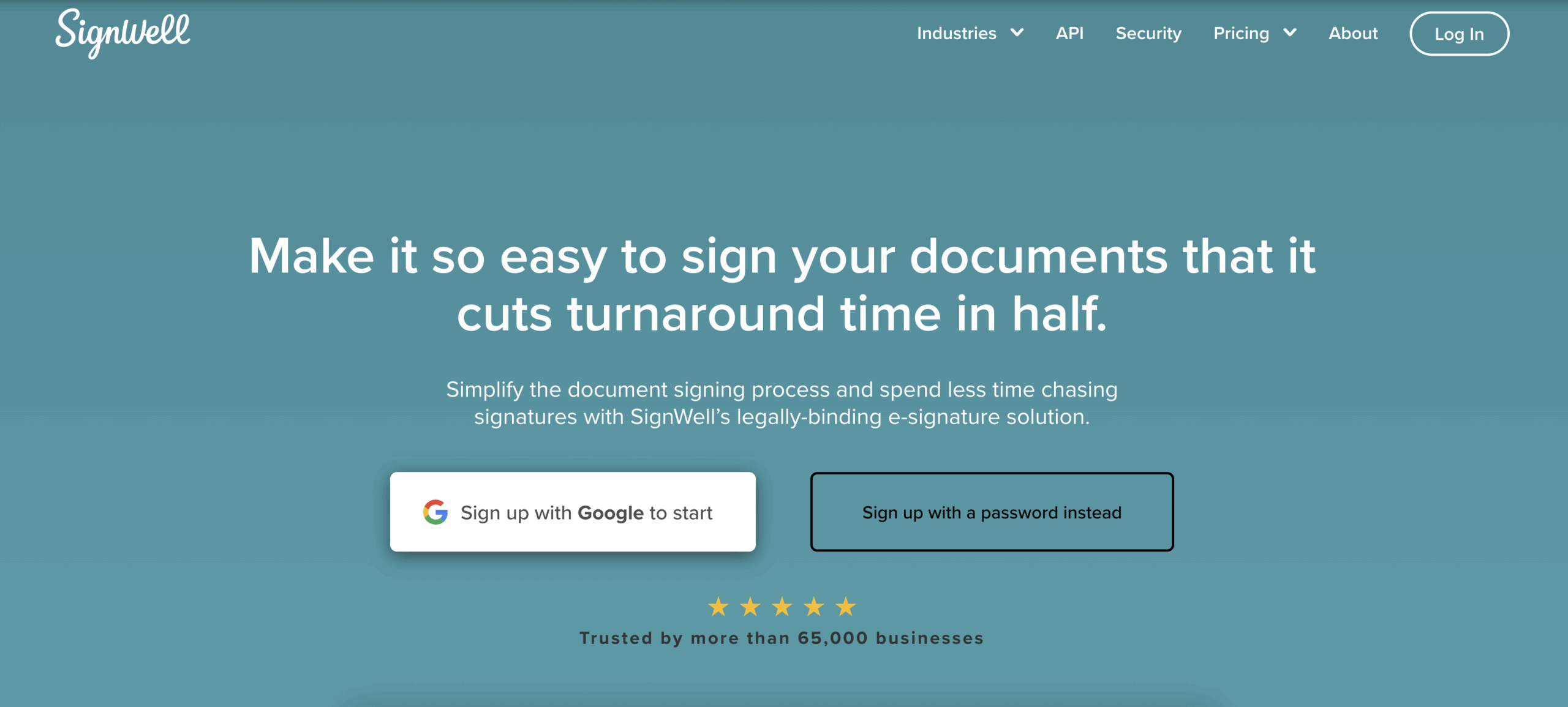 Landing Page von SignWell