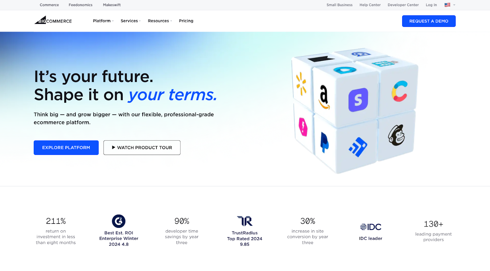 BigCommerce website with the words: "It's your future
