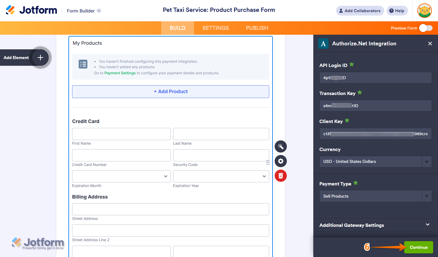 Continue button of the Authorize