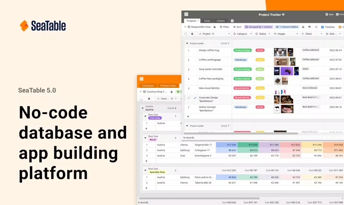 User Interface of Seatable