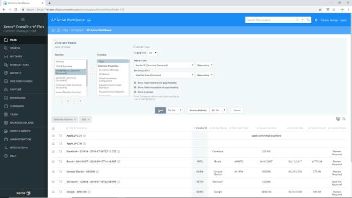 Xerox DocuShare User Interface