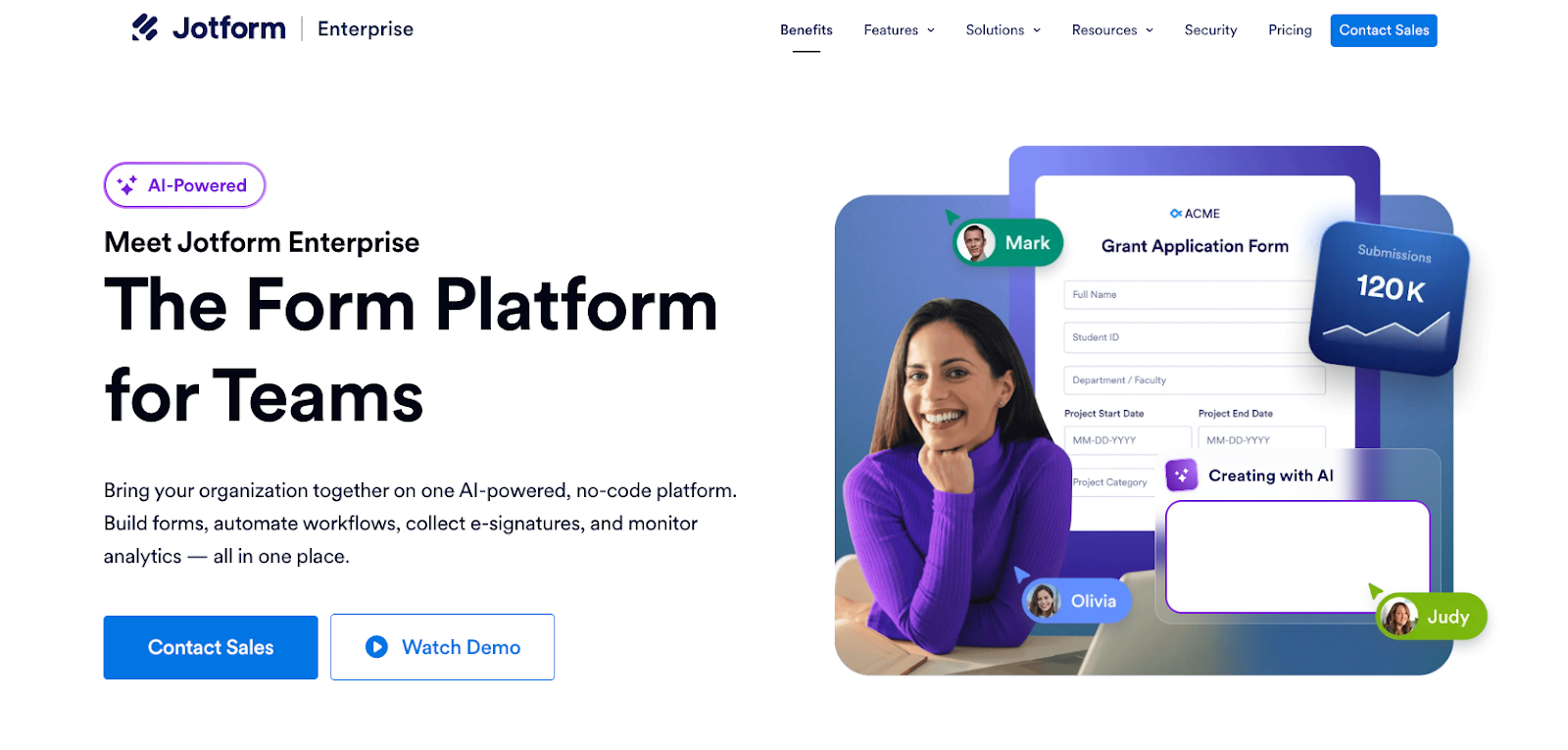Jotform Enterprise Landing Page