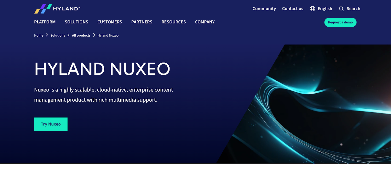Hyland Nuxeo Landing Page