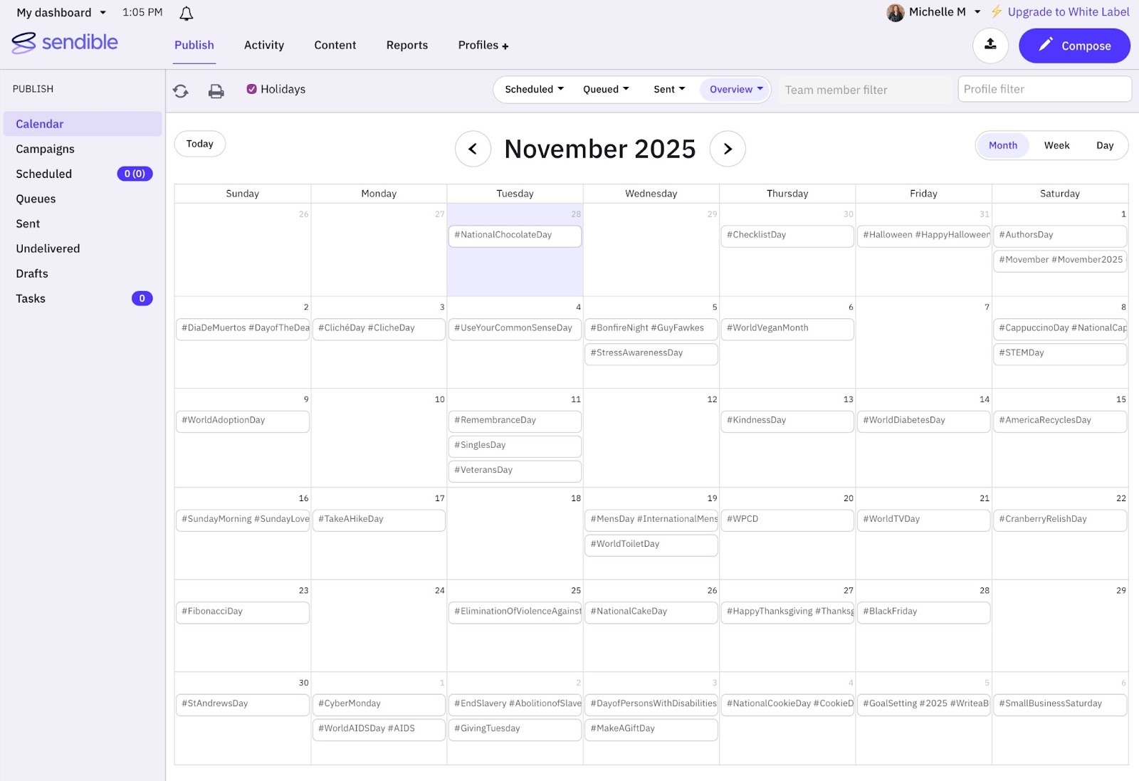 Sendible Calendar View