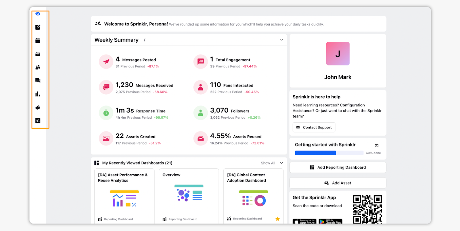 Sprinklr Social Performance Dashboard