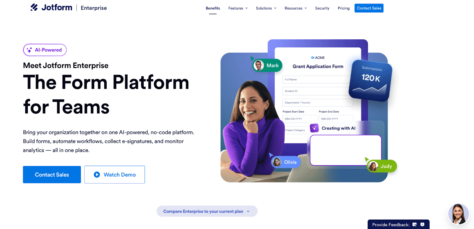 Jotform Enterprise Landing Page