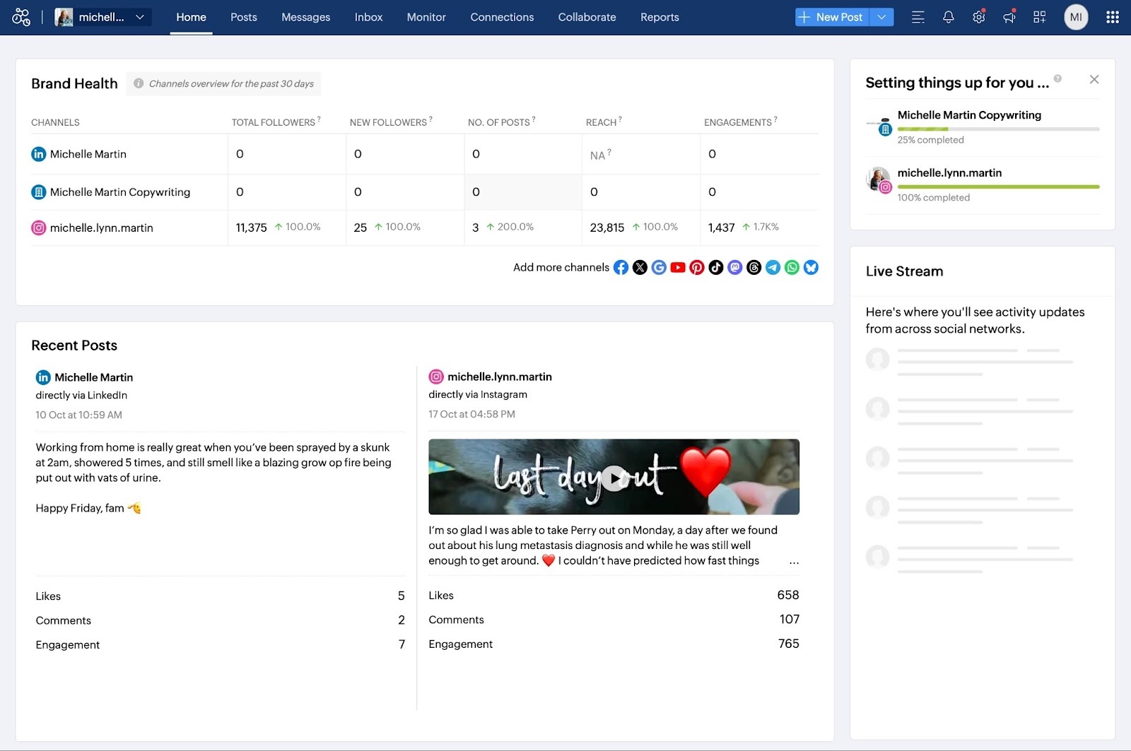 Zoho Social Homescreen Dashboard