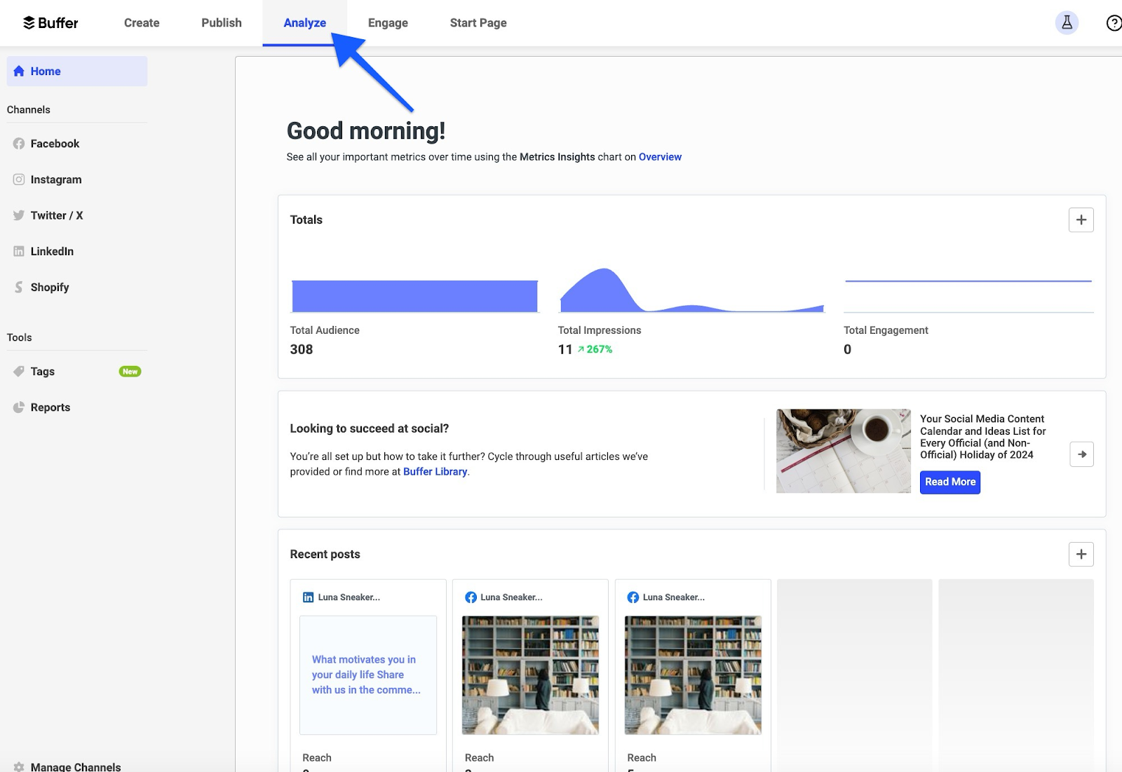 Buffer Dashboard View