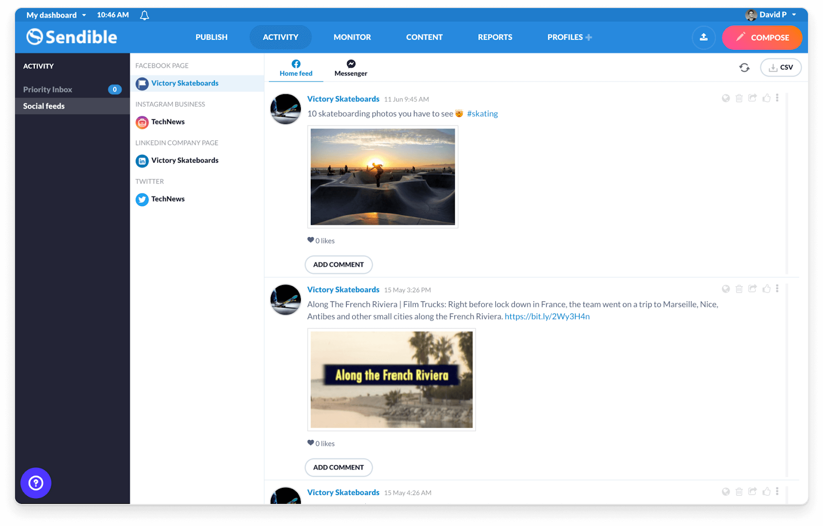 Sendible User Interface