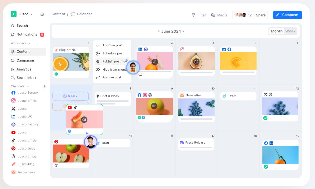 Planable User Interface