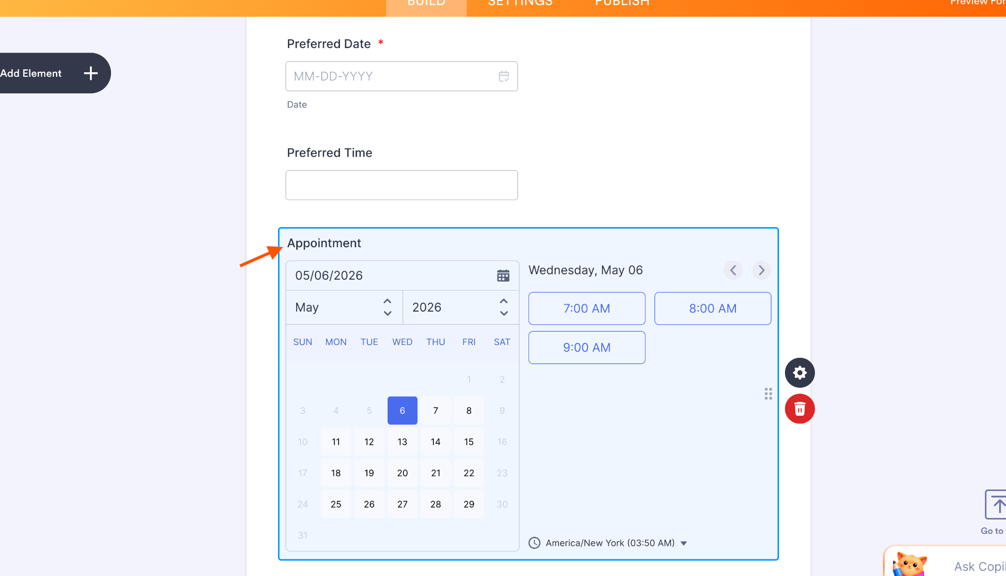 Jotform Form Builder Form Elements Menu Appointments Field