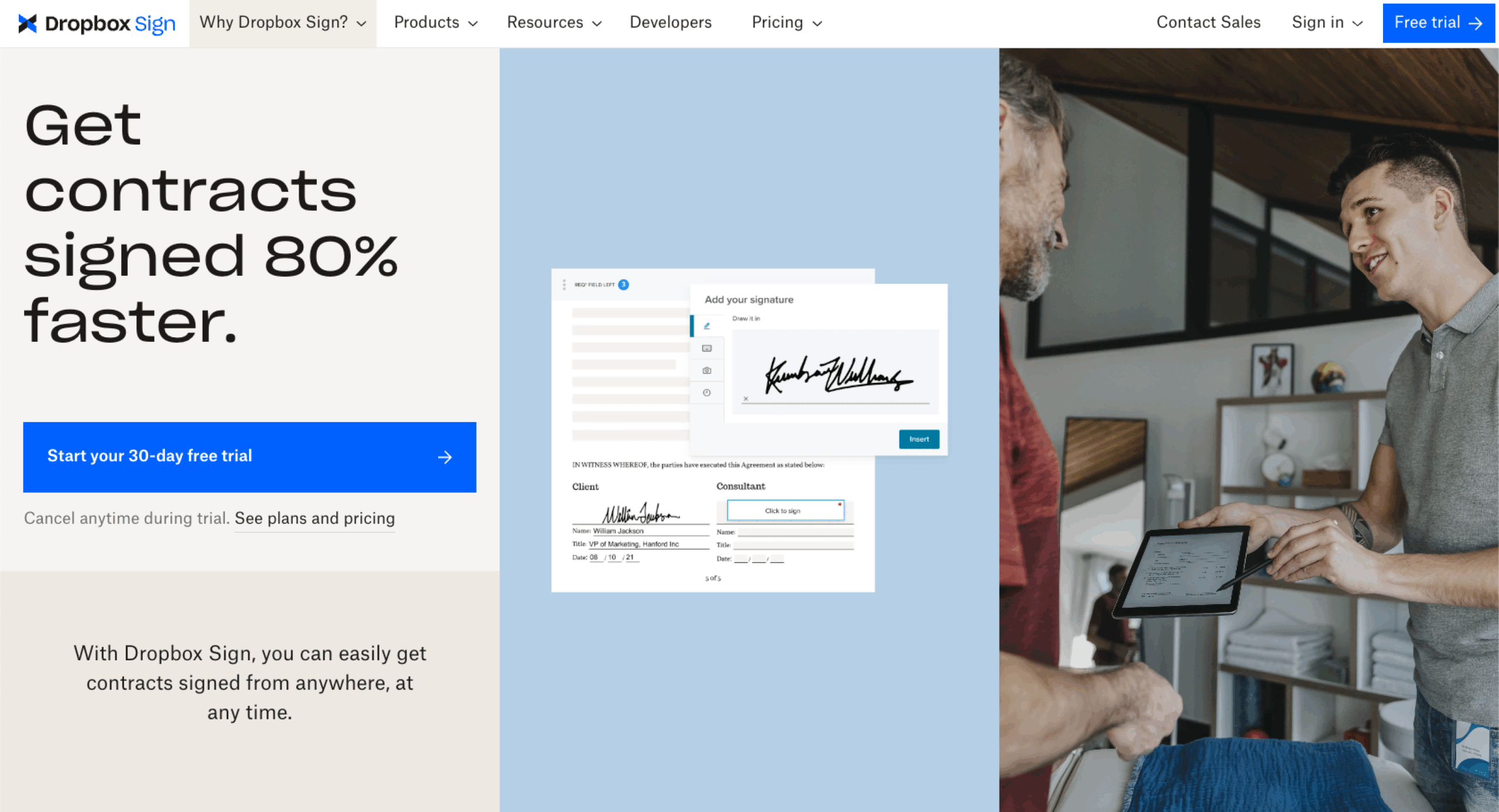 Dropbox Sign Landing Page