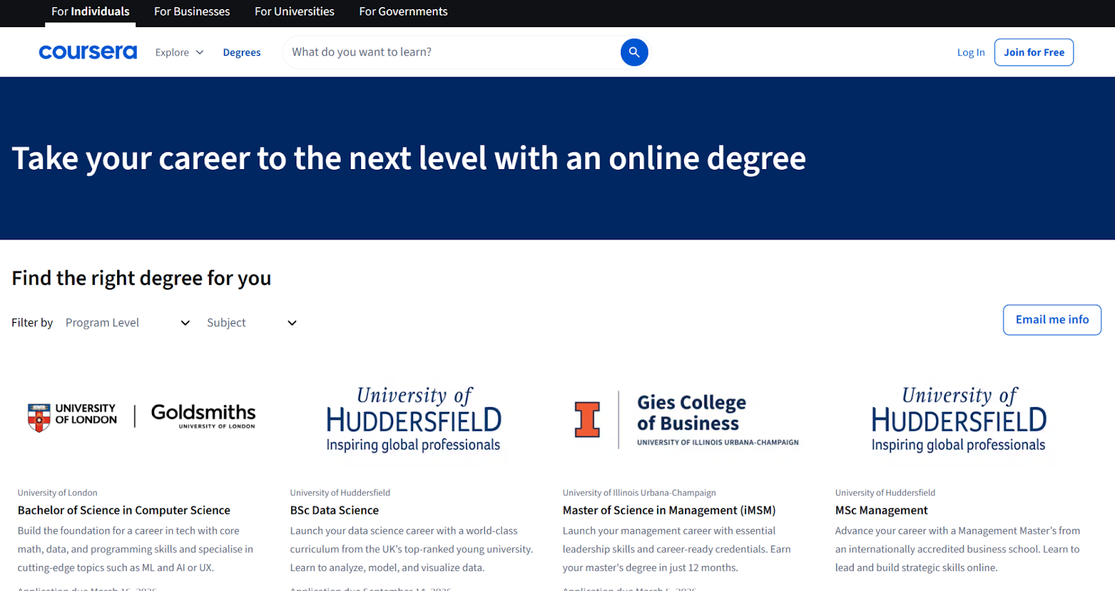 Screenshot from Kajabi alterative, Coursea