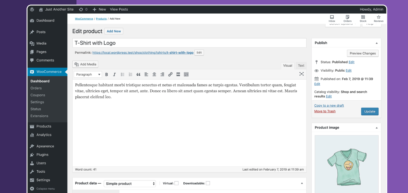 WooCommerce WordPress User Interface