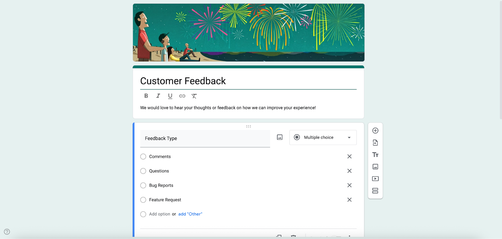 Google Forms Customer Feedback Form Template
