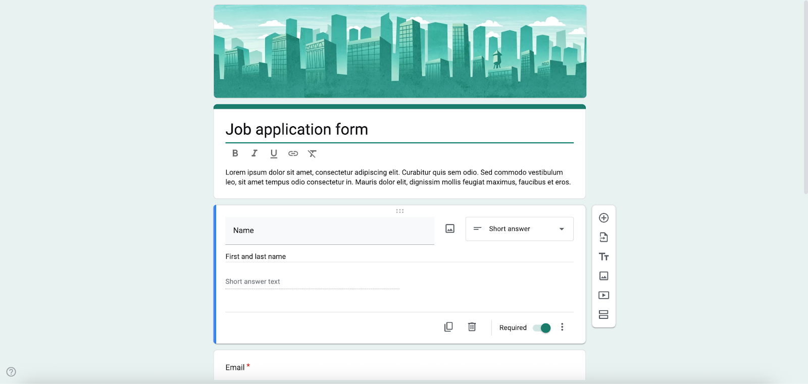Google Forms Job Application Form Template