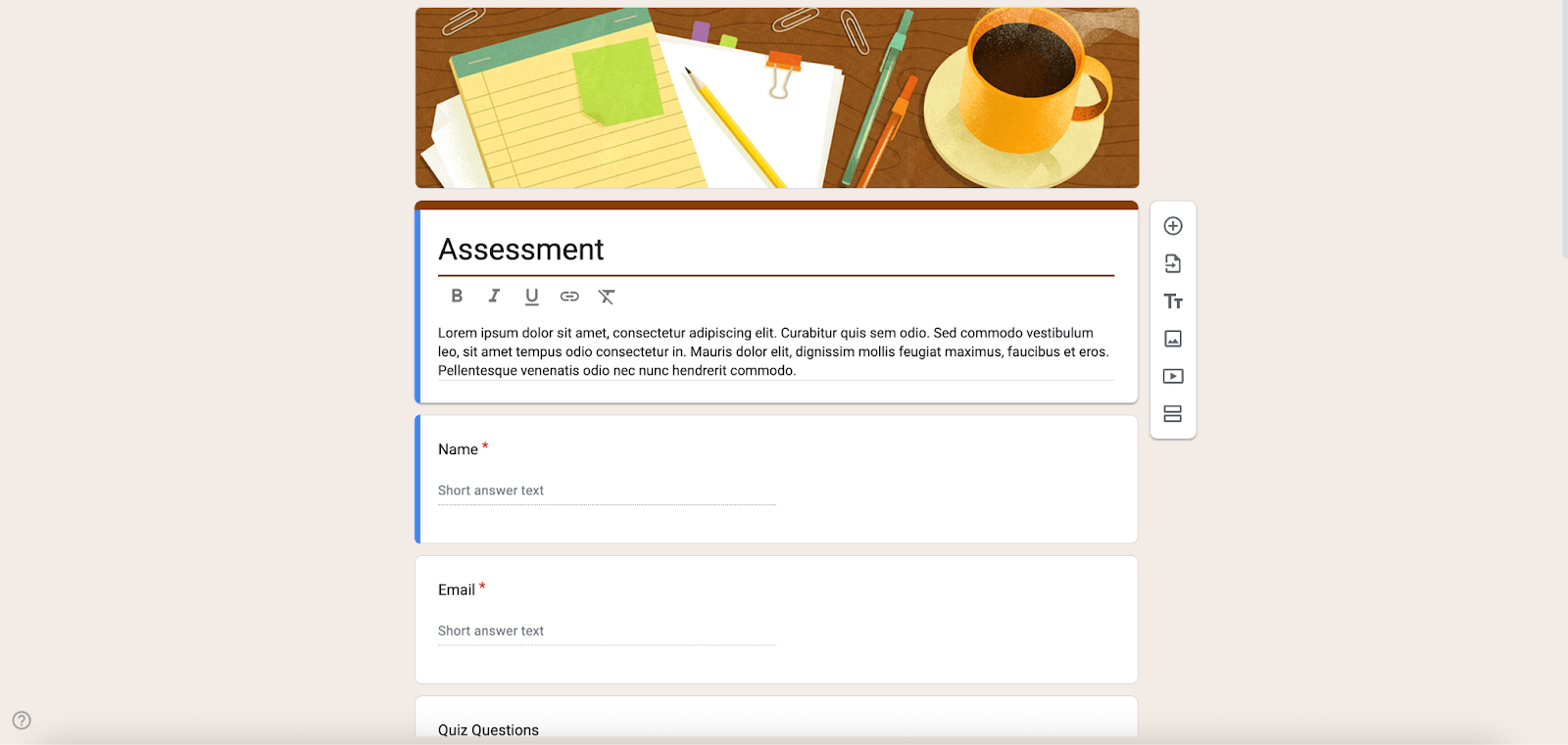 Google Forms Assessment Form Template