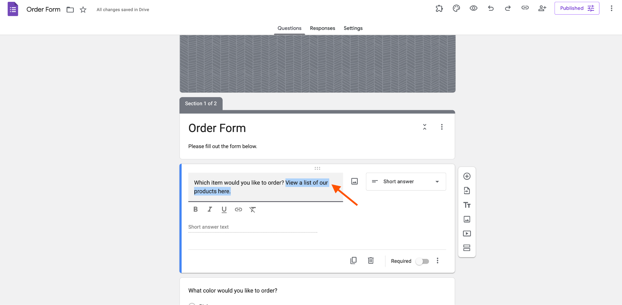 How to add a link to a Google Form Image-2