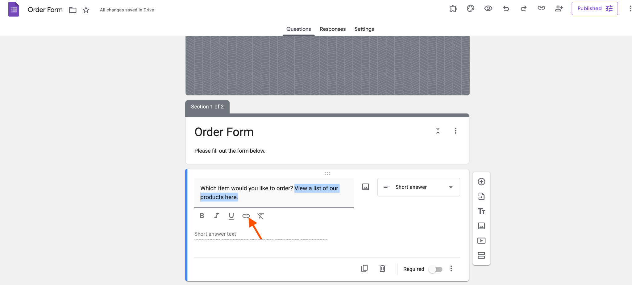 How to add a link to a Google Form Image-3